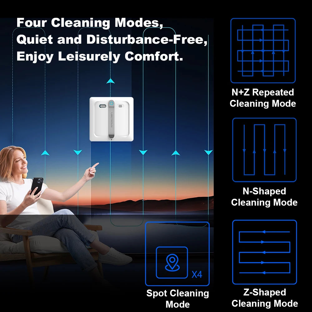 2026 Robot Window Vacuum Cleaner  S9, 10000Pa,2 Roller Brush,6-Way Water Spray,App Control,Smart Glass Wall Cleaning