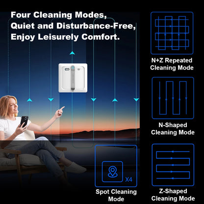 2026 Robot Window Vacuum Cleaner  S9, 10000Pa,2 Roller Brush,6-Way Water Spray,App Control,Smart Glass Wall Cleaning