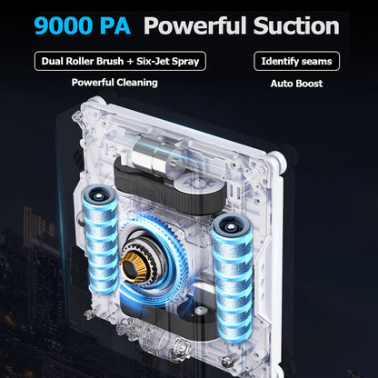 2026 Robot Window Vacuum Cleaner  S9, 10000Pa,2 Roller Brush,6-Way Water Spray,App Control,Smart Glass Wall Cleaning