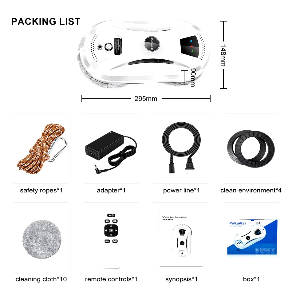 Ultra Thin Robot Vacuum Cleaner Window Cleaning Robot Window Cleaner Electric Glass Remote Control for Home