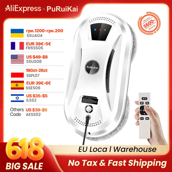 Ultra Thin Robot Vacuum Cleaner Window Cleaning Robot Window Cleaner Electric Glass Remote Control for Home